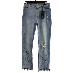 Womens Moon Jeans Size 29 HR Stretch Bling Artsy Paint splash Embellished 6131